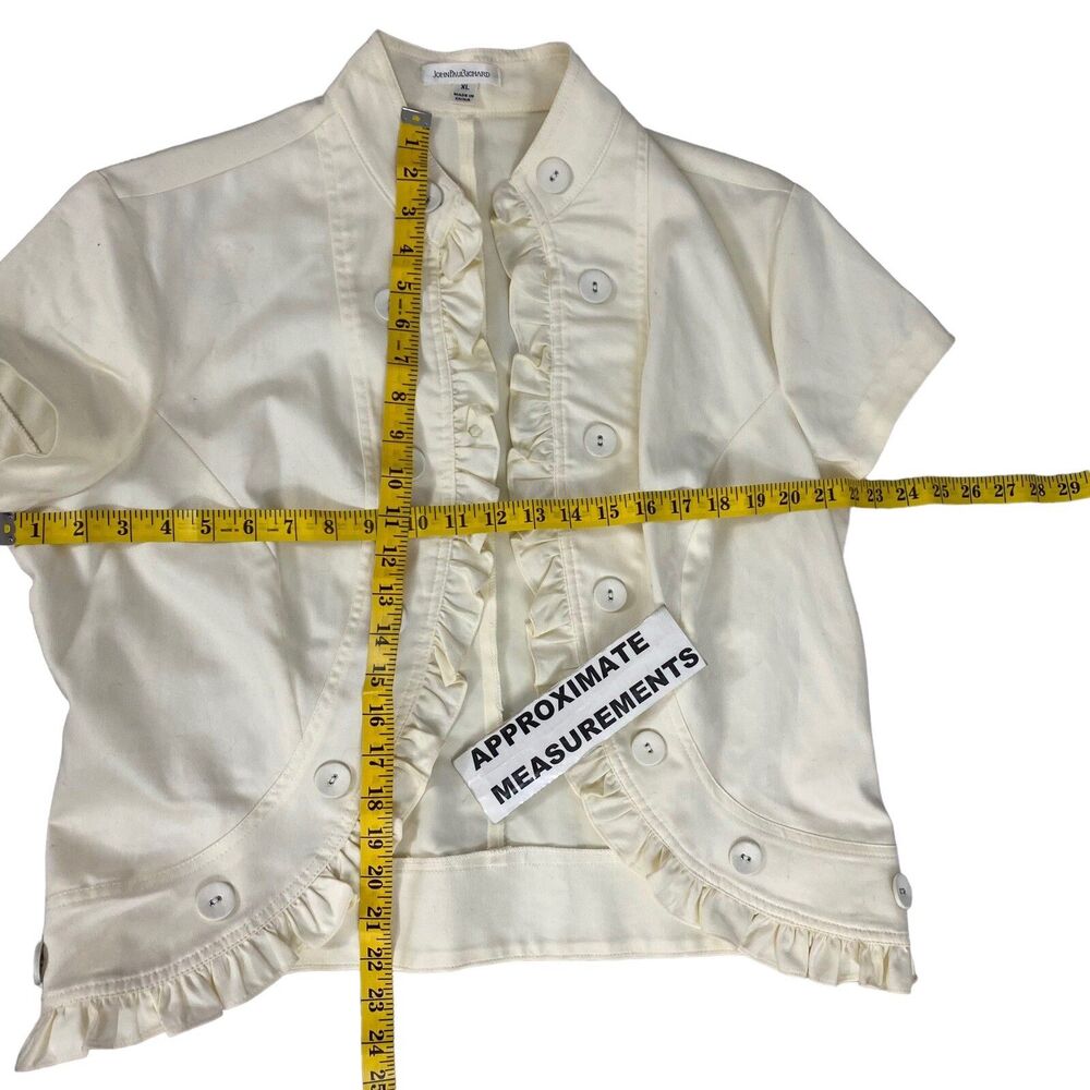 John Paul Richard Blazer Womens XL Ruffle Open Face Jacket Work Cottage Feminine - Picture 3 of 15